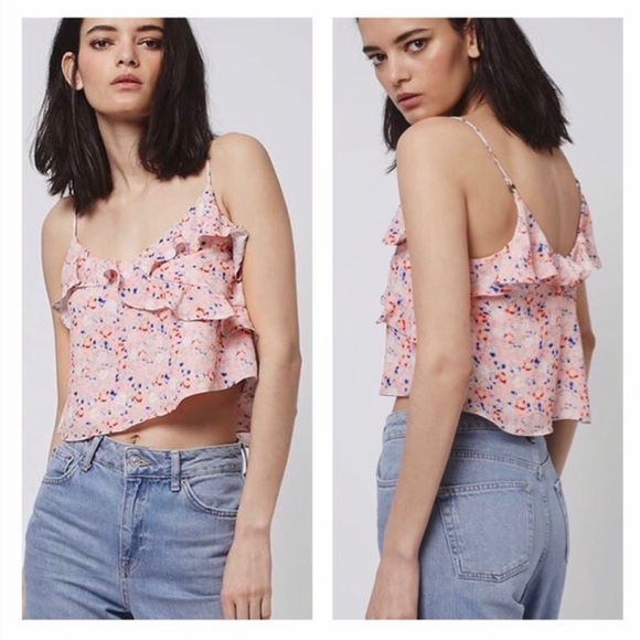 TopShop Floral Ruffle Crop Top